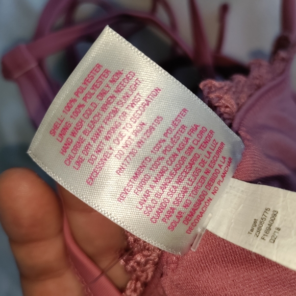 🆕Xhilaration | Crocheted String Bikini Top Mauve Women's  Size XL - Picture 5 of 8